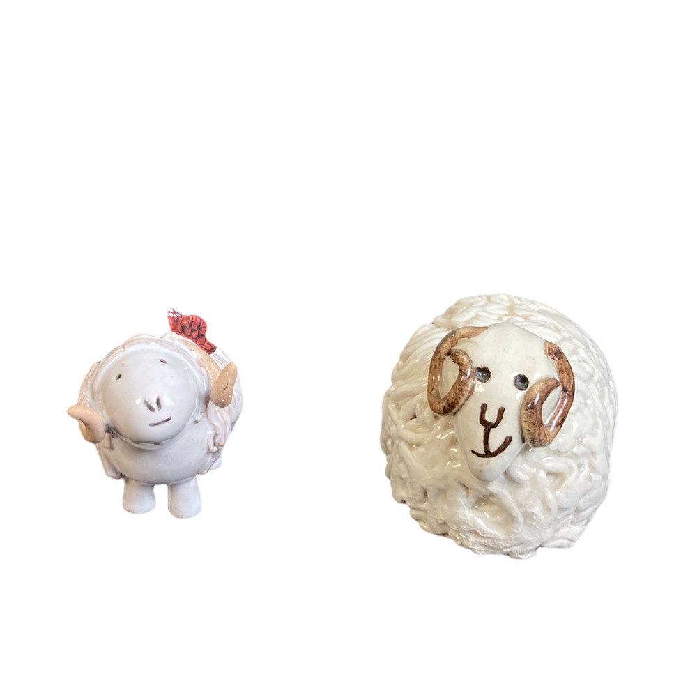 Vintage Spaghetti Sculpture Figures Lamb Ram Bryn Melyn Studio Collectible Wales